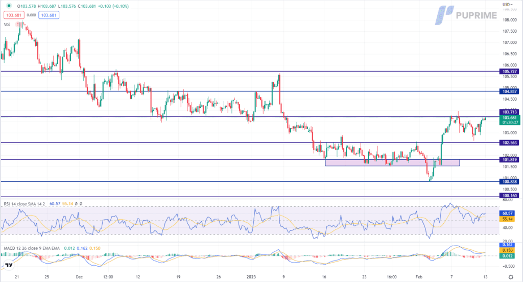 dxy price chart 13 february 2023
