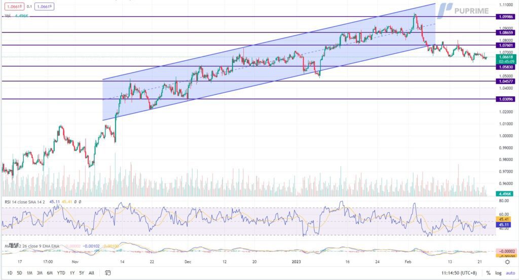 eur/usd price chart 22 february 2023