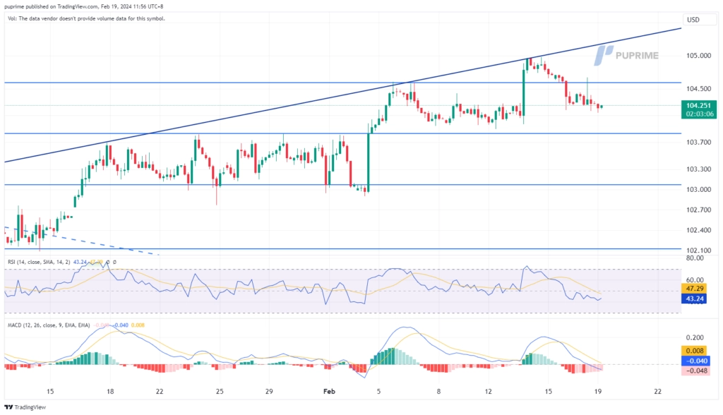 dollar index price chart 19 February 2024