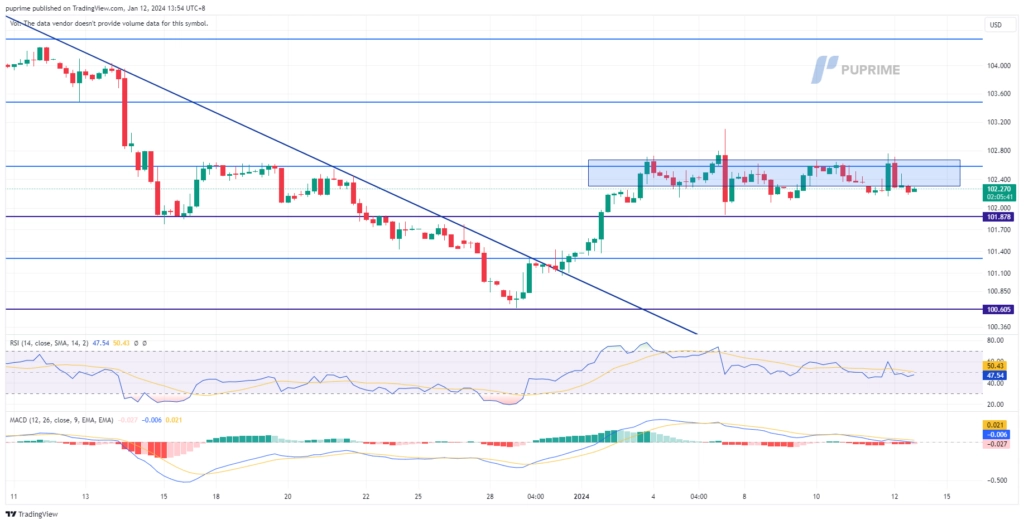 dollar index dxy price chart 12 January 2024