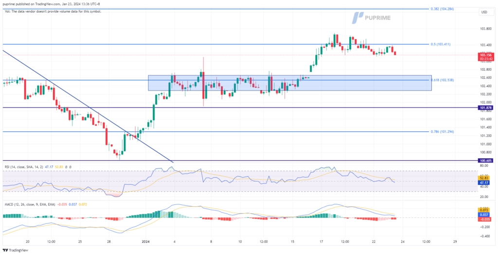 dollar index dxy price chart 23 January 2024