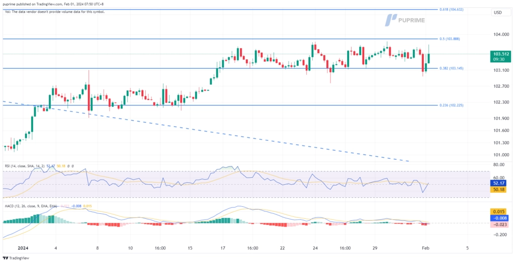 dollar index dxy price chart 1 February 2024