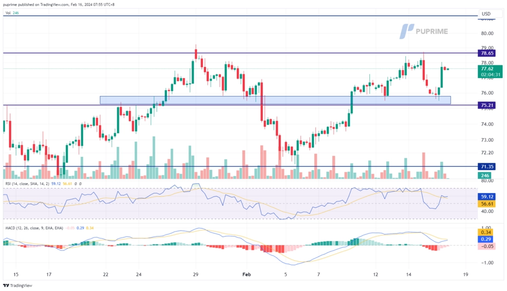 crude oil price chart 16 February 2024