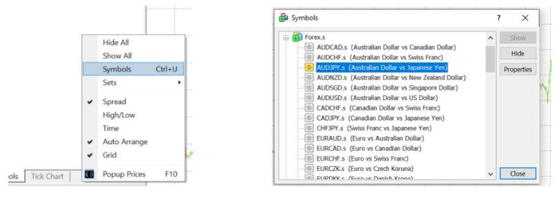 mt4 trading platform trade symbols