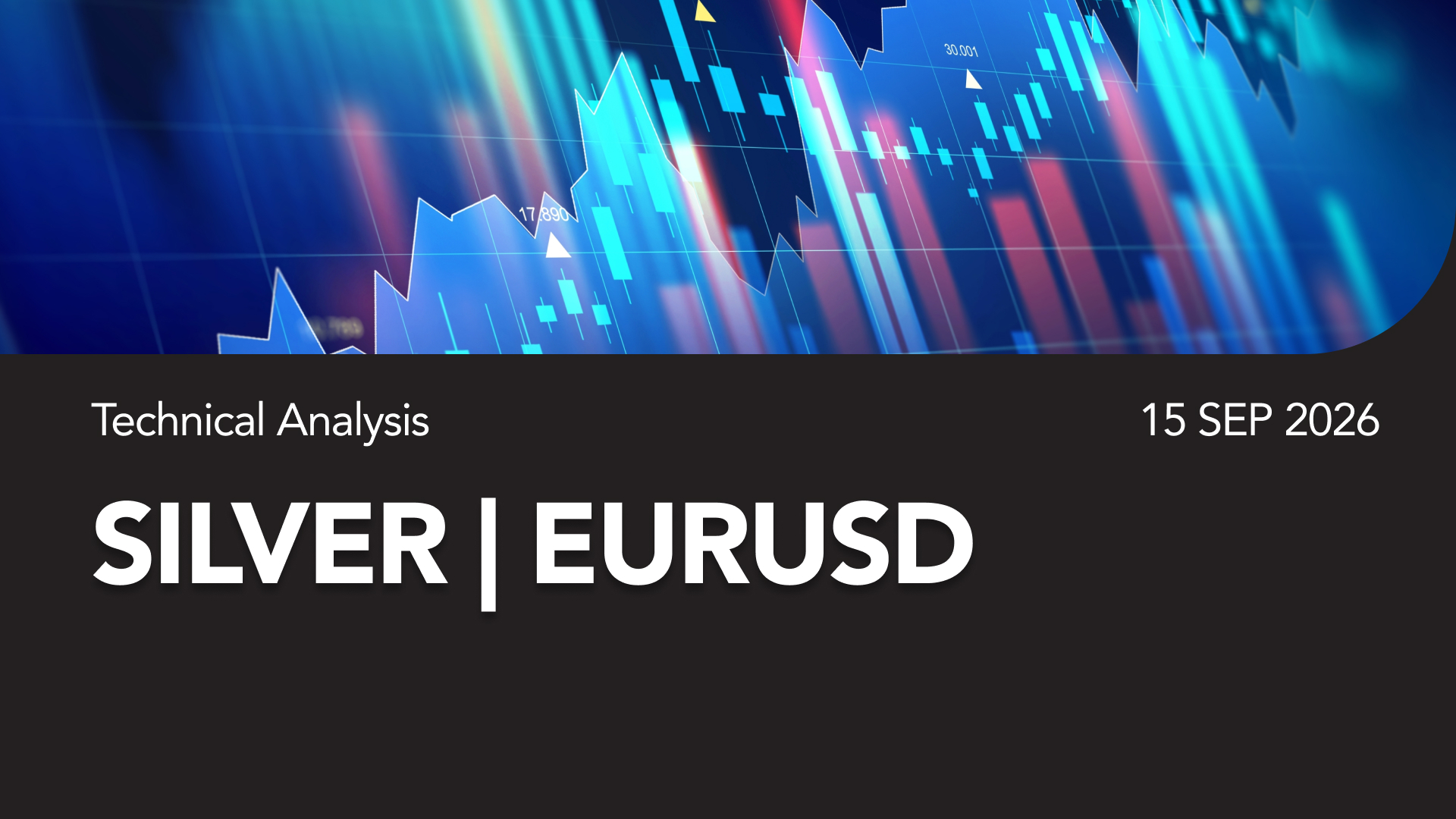 Technical Analysis banner for SILVER and EURUSD with a blue financial chart background (15 SEP 2026).