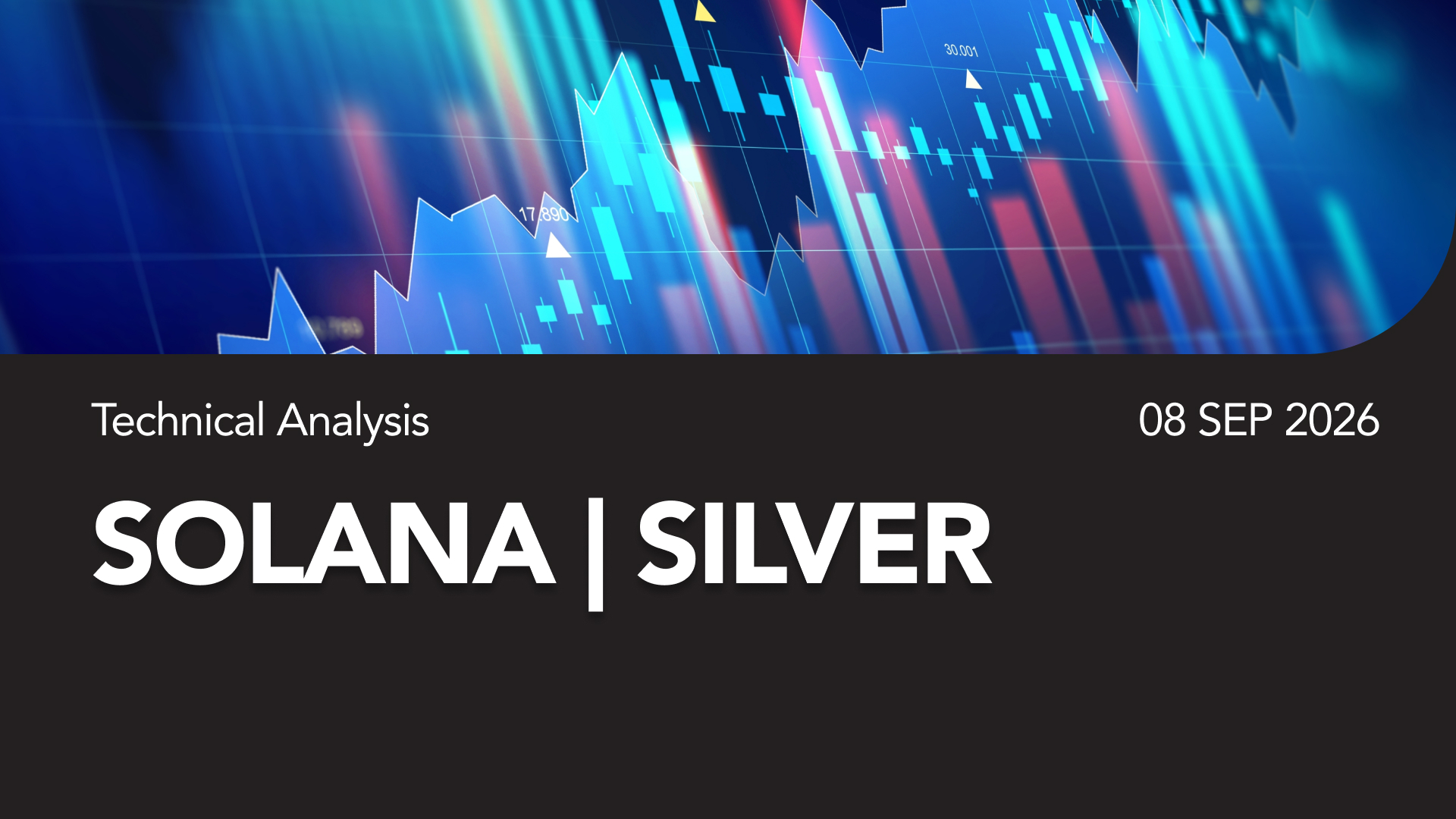 Technical analysis banner with blue stock-chart graphics and the text SOLANA | SILVER, dated 08 Sep 2026.