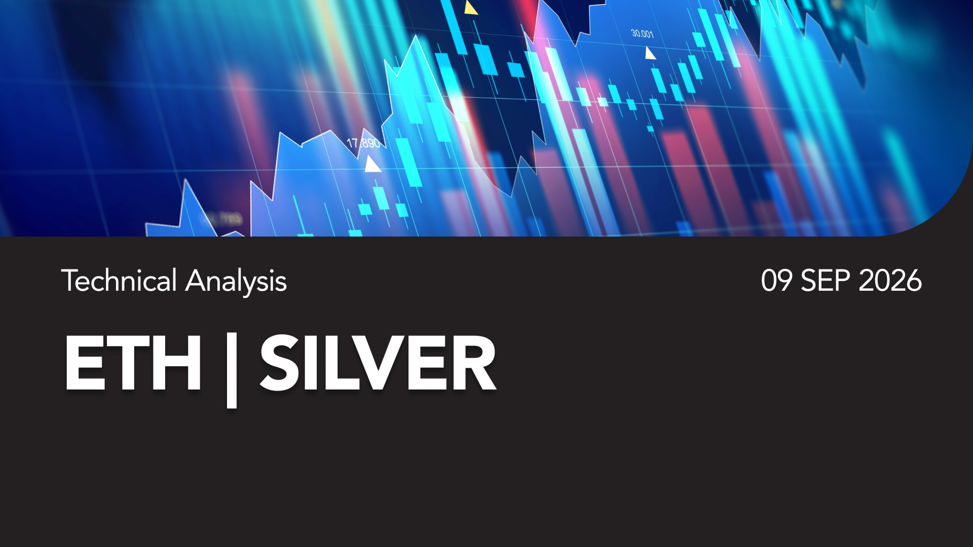 Technical Analysis banner for ETH | SILVER with a blue stock-chart background and date 09 SEP 2026