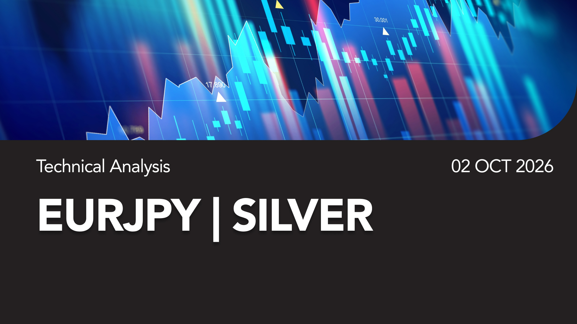Technical Analysis banner with a blue stock chart background and the labels 'EURJPY | SILVER' and date 02 Oct 2026.